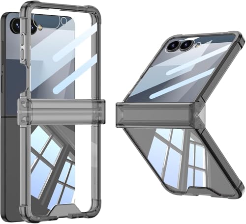 Image of Kapa Clear Airbag with Hinge Protection Back Case for Samsung Galaxy Flip7 / Z Flip 7 | Transparent Shockproof Slim Hard Protective Cover (Grey)