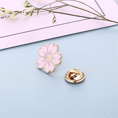 Image of 4pcs Cherry Blossom Brooch Pins Cute Flower Cherry Blossom Enamel Lapel Pin for Teen Girls Women Jewelry Gifts Friendship