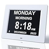 Johnziny Digital Calendar Day Clock- 8 Alarms, Dementia, Alzheimer, Memory Loss, Vision Impaired, Alarm Clock for Seniors/Elderly with Play Video/Photo Function