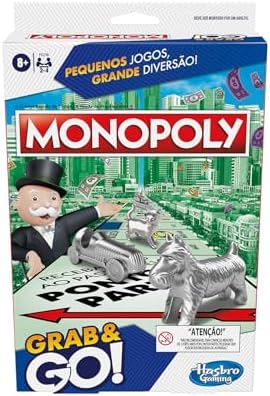 Hasbro Gaming Monopoly Grab and Go, jogo de tabuleiro portátil em...