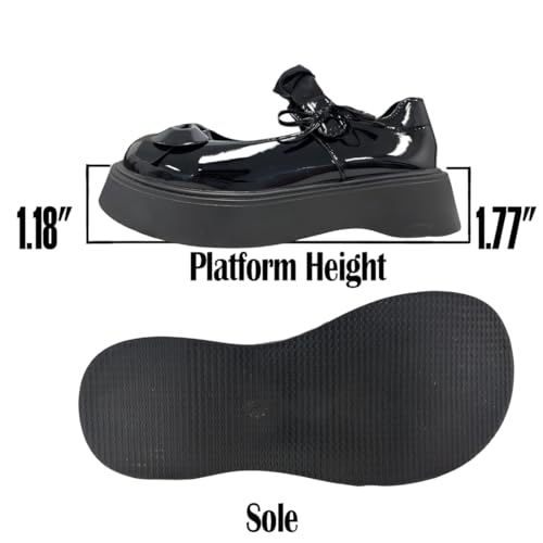 Gothic Kawaii Y2K Lolita Round Toe Platform Heels Bows Trim Ribbon Lace Up Mary Jane Shoes2