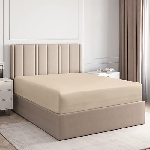 Drap-housse Queen Size, drap-housse simple à poches profondes, s'adapte parfaitement au matelas, drap-housse doux infroissable, 1 seul drap-housse, crème Cover