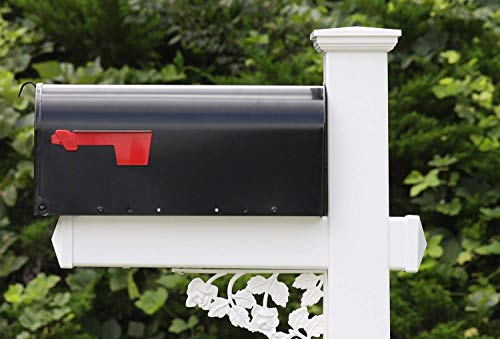 4Ever Products Mckinley Vinyl/PVC Mailbox Post with Black Mailbox, Traditional