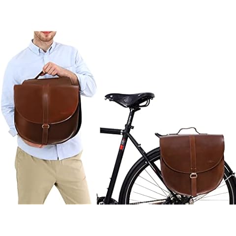 Gusti Gepäckträgertasche Leder - Victor F. Doppelgepäckträgertasche Henkeltasche Fahrradtasche Ledertasche Vintage Braun Leder Cover