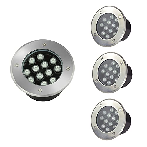 CHINLIFE Luz De Tierra Al Aire Libre Paquete De 4 LED Luces De Pozo IP67 A Prueba De Agua Luz Empotrada En El Suelo para Camino De Entrada Suelos Terraza Iluminacion Jardin