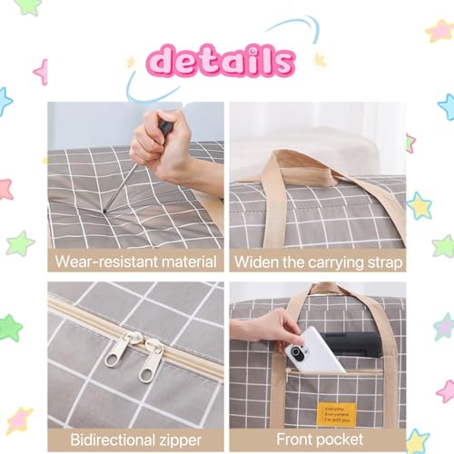 Large Oxford Storage Bags - Waterproof Reinforced Duffel for Blankets, Clothes, College Dorm Organizer Essentials (Grey Triangle,L)4