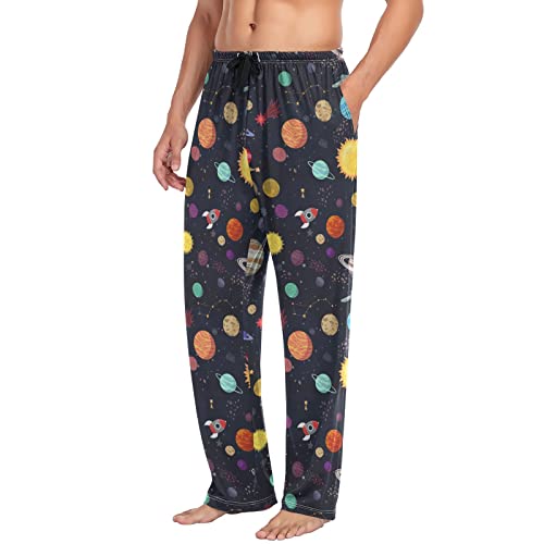 Space Planets Pajama Pants Mens Lounge Pants Lightweight Men Pajama Bottoms with Drawstring Pockets4