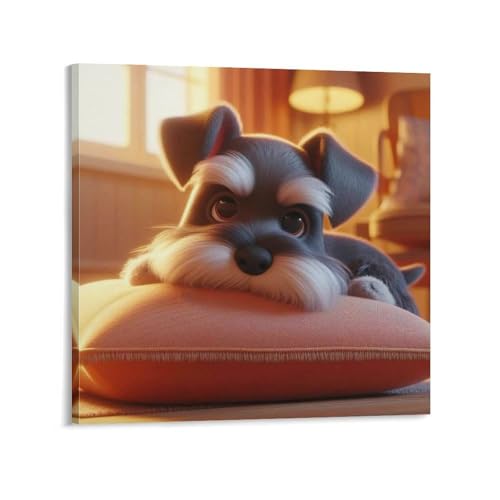 Poster Schnauzer cadeau idéal maître chien toile carrée