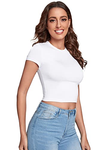 Verdusa Women's Basic Casual Summer Crop Tee Tops Slim Fitted Cropped T Shirts Y2k Clothes4