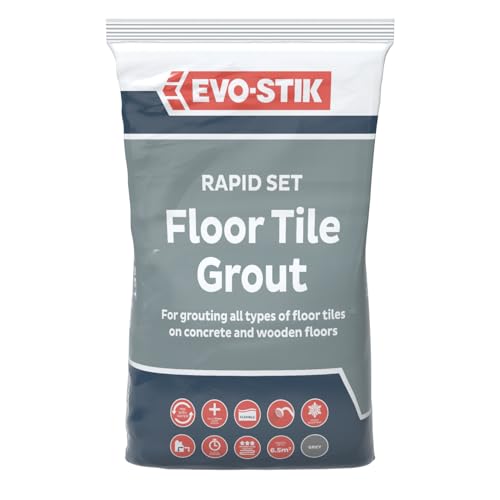 EVO-STIK Floor Tile Grout, Fast Setting Grey - 5kg...