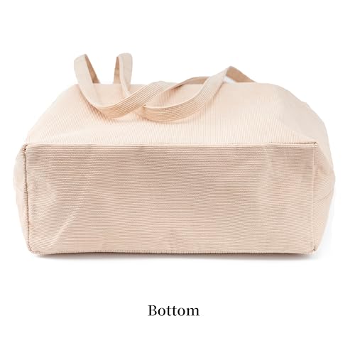 Image of TOPASION Cute Corduroy Tote Bag Canvas Shoulder Handbags for Women Travel Shopping