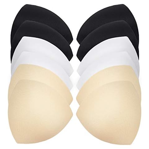TENDYCOCO 6 pares de almohadillas para sujetador Inserciones de copas para sujetador Almohadillas para el pecho para trajes de baño Deportes Color de piel negro Cover