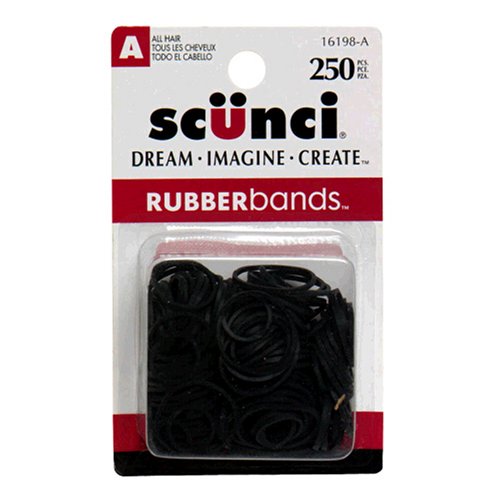 Scunci Small Black Rubberbands, 250 pk