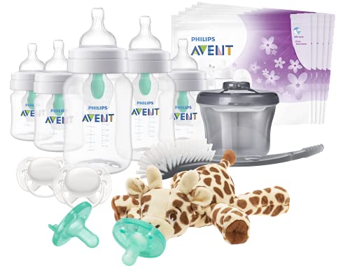 Image of Philips Avent Anti-Colic Baby Bottle with AirFree Vent Essentials Gift Set, SCD308/02, White