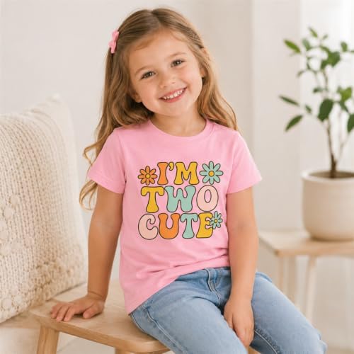 Image of Toddler Girls 2nd Birthday Shirt Outfit for Girls Cute Two Years Old Birthday Gift