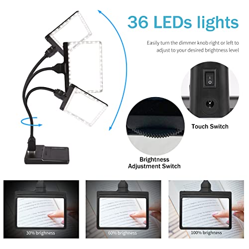 Magnifying Glass with Light 4X, Flexible Gooseneck Desk Lamp USB Charge & Phone Stands - Image 3