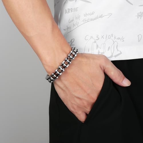 Pulsera de cadena de bicicleta de acero inoxidable para hombre miniatura 4