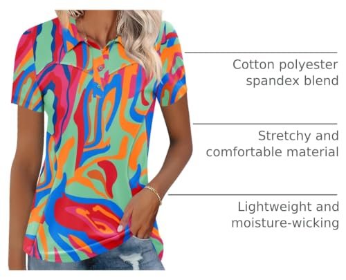 Image of TFSDOD Womens Golf Shirts Ladies Polo Shirt Short Sleeve Activewear Top