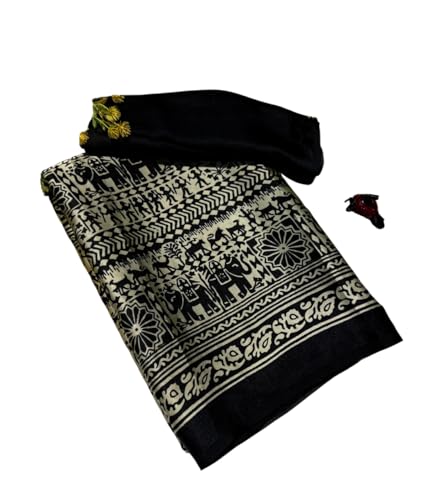 Image of SATIKA VASTRAM Modal Silk Ajrakh Saree Bandhani Design Crepe Printed Designer Pallu Attach Blouse Piece