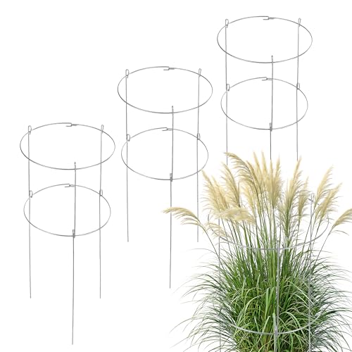 KADAX 3X Gartenstütze aus Stahl pulverbeschichtet Set, Pflanzehalter, Blumenstütze, Pflanzestütze, Rankhilfe für Pflanzen, Garten, Balkon, Staudenhalter (Set x3: Höhe: 90 cm)