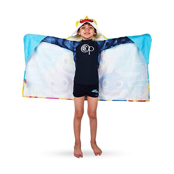 Franco Badetuch und Strandtuch für Kinder, weicher Baumwoll-Frottee, 61 x 127 cm, Baby Shark – Bild 3