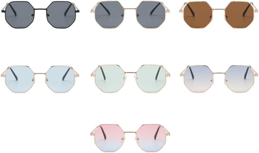 ENTHYI Hexagon Polarized Sunglasses for Women/Men Vintage Octagon Metal Sun Glasses Polygon Glass Square Shades - Image 9