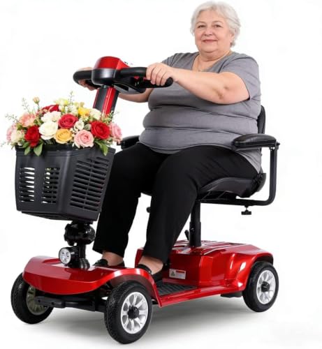 Image of Movcan X-02 4 Wheel Electric Mobility Scooter,Foldable Mobility Scooter for Adults & Seniors,419 LB Heavy Duty,13 Mile Range,360 Swivel Seat,Electromagnetic Brake,Storage Baskets,Indoor & Outdoor Use