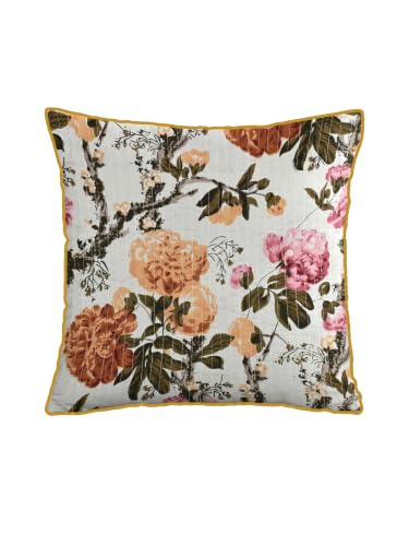 Image of Pure Cotton Quilted Cushion Cover 16x16 Inch | Anokhi Print Decorative Throw Pillow Cover | Soft Cotton Sofa Cushion Cover with Hidden Zipper | Living Room Bedroom Home Decor