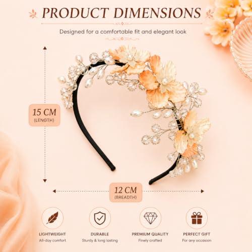 Image of Samyak Pearl & Crystal Hair Band Accessories For Women & Girls, Stylish Tiara Headband For Wedding Party Juda Bun Fashion For Bridal Hair Decoration Accessory