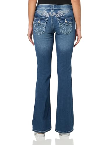 True Religion Women's Crystal Wing Becca Mid Rise Boot Flap Jeans - Stylish Flap2
