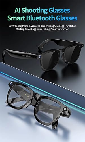 Image of Aeoss Smart AI Glasses with 8MP HD Camera, Bluetooth Audio, Object Recognition, Real-Time Voice Translation, and Dual Lenses (Photo & Video Recording, Open-Ear Music, Touch Control) for Men & Women