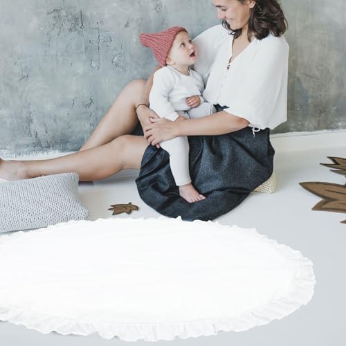 Tapis de jeu pour bébé rampant en tissu blanc confortable