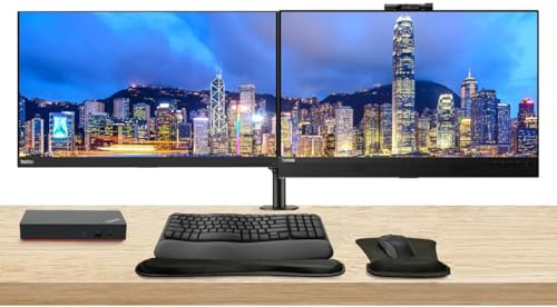 Image of Lenovo ThinkVision T27hv 2-Pack Bundle with T27h, HDMI, DisplayPort, USB Hub, Webcam, Speaker, Microphone, Dual Monitor Stand, ThinkPad USB-C Dock, MK670 Wireless Keyboard & Mouse, Mouse & Wrist Pad