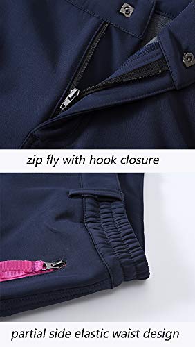 donhobo Hosen Damen Wanderhose Wasserdicht Softshellhose Outdoorhose Winddicht Warm Gefüttert Winter Skihose Snowhose Trekkinghose (Dunkelblau,M)