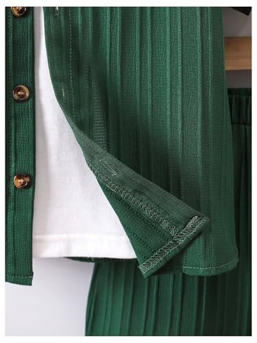 Image of SweatyRocks Boy's 2 Piece Summer Vacation Outfits Short Sleeve Collar Button Down Shirt and Shorts Clothing Set