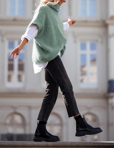 Image of Ynhonra Womens Turtleneck Sweater Oversized Chunky Batwing Sleeve Short Tops | Dolman Pullover