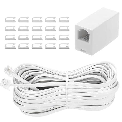 Amazon | 20m モジュラーケーブル 電話線 電話ケーブル RJ11 6P4C 電話