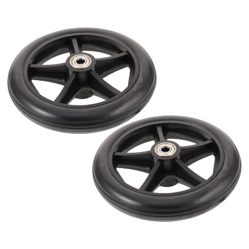 Lurrose 2個 耐摩耗車椅子前輪 軽量静音実心ホイール 車椅子交換用車輪 頑丈な車椅子付属品 屋内外対応簡単取付け