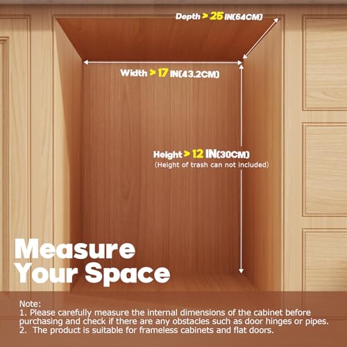Image of 28-40 QT Pull Out Trash Can Under Cabinet with Soft-Close Slides,Heavy Duty Slide Out Under Sink Garbage Can Kit for Kitchen,Garbage Can Not Included,Requires Minimum Cabinets Opening 17 inchW X 25 inchD