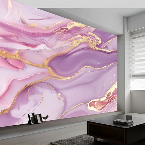 Papier peint panoramique marbre fluide violet 350x256 cm pour salon