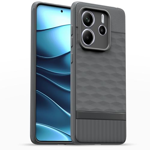 Image of Pikkme Back Cover for Redmi Note 14 5G Camera Protection 3D Hexa Cube Design Silicone Protective Bumper Case (Grey)