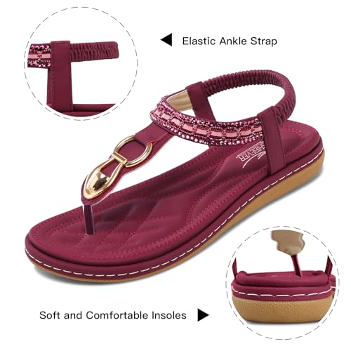 Image of SHIBEVER Flat Sandals for Women Dressy: Comfortable Thong Slip On Sandal