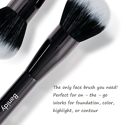 Powder Brush Banidy Blush Brush Duo Fiber Stippling Brush Flawless Makeup Brush Perfect For Any Look Premium Luxe Plush Fibers Rounded Flawless Foundation Makeup Brush Ideal For Liquid, Cream, Powder,Blending, Buffing,Setting Contour Brush #TOP5