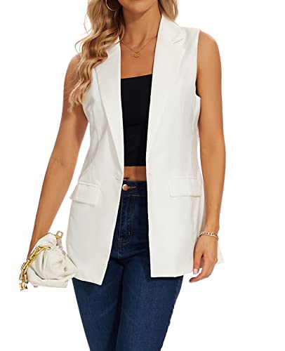 Women's Long Sleeveless Blazer Vests Casual Lapel Office Cardigans Vest Open Front Jacket Blazers3