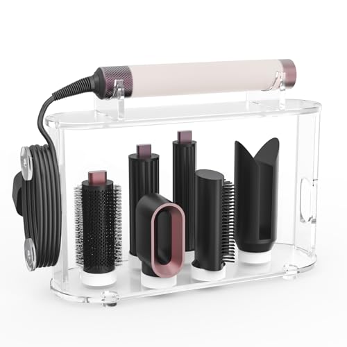 Affogato Acrylic Storage Holder Compatible with All Dyson Airwrap Styler Accessories 6 Holes Countertop Organizer Stand for Diffuser Long Barrel Attachments for Bathroom