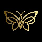 Unique Butterfly [Pick Color] Vinyl Transfer Sticker Decal for Laptop/Car/Truck/Window/Bumper (4" x 2.3", Gold)
