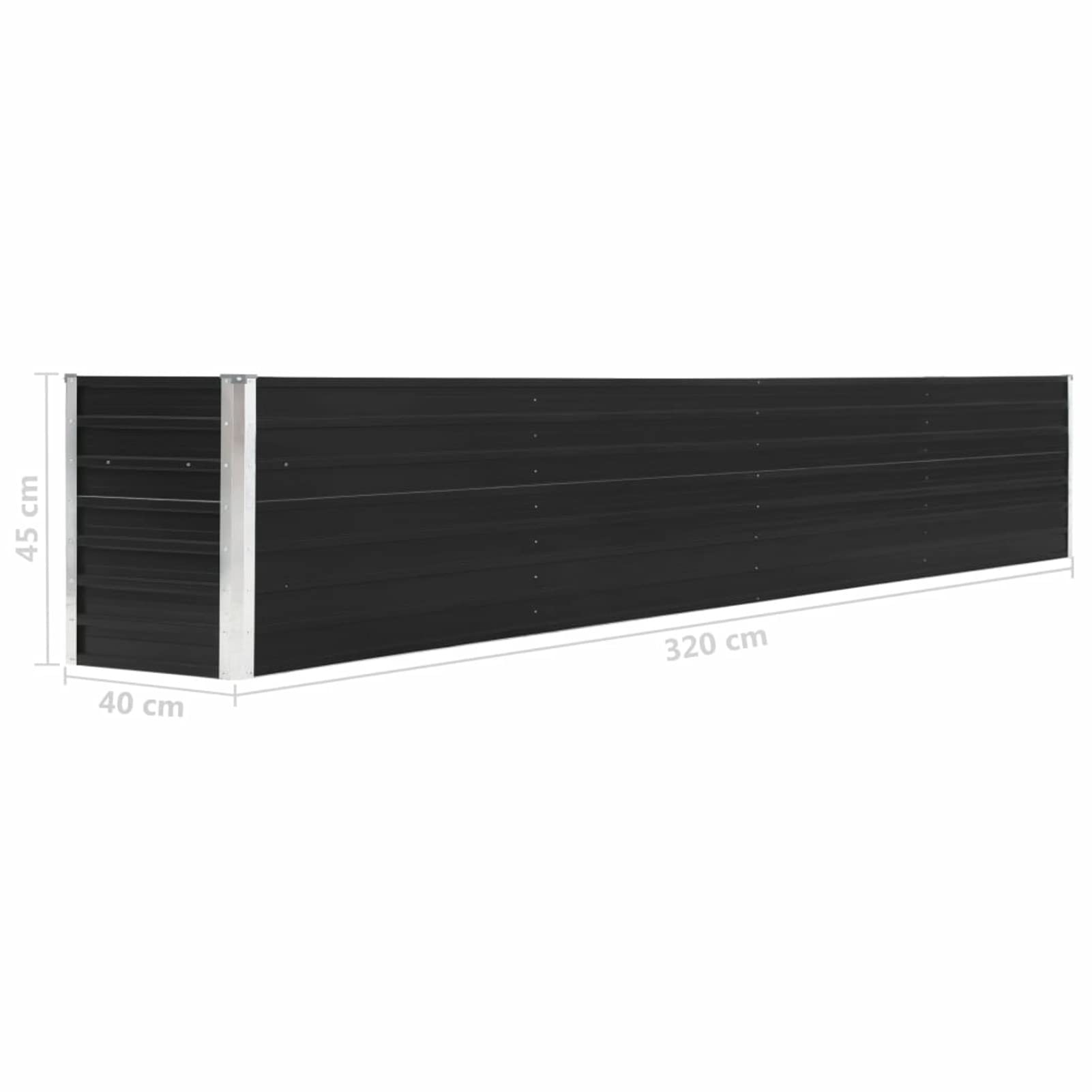 Arriate, Mesa De Cultivo, Huerto Domestico, Cultivo De Plantas Aromaticas, Arriate De Jardín, de jardín de Acero galvanizado Antracita 320x40x45 cm