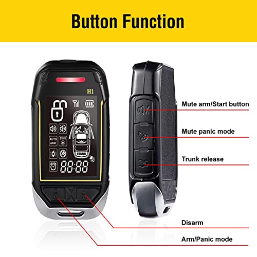 Acteam 2 Way Car Security With Remote Start Car Alarm System With Big Lcd Display Remote Starter Turbo Timer Mode Shock Warning 1500M Long Remote Range Dc12V thumb #2