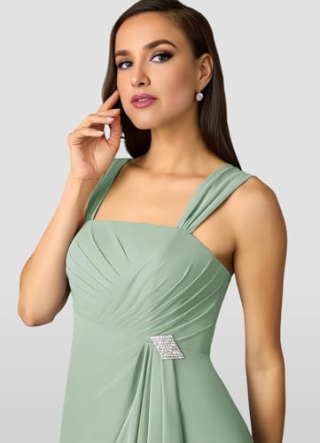 Square Neck Mother of The Bride Dresses with Jacket Tea Length Chiffon Formal Evening Dress for Wedding 2 Piece4