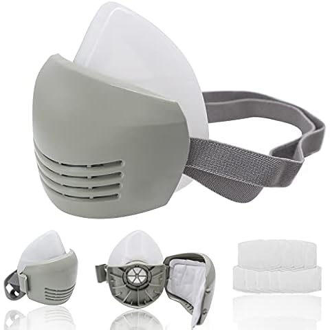 Safety Dust Face Cover, Reusable Respirator Mask with 10 Filters, Safe Industrial Mask (Silicone Edible Material) Suitable For Painting, Woodworking, Decoration, Paint, Dust Cover